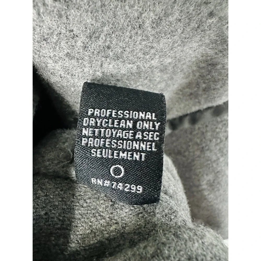 Nanette Lepore Gray Wool Blend Faux Leather Trim Wrap Coat Large Minimalist Chic